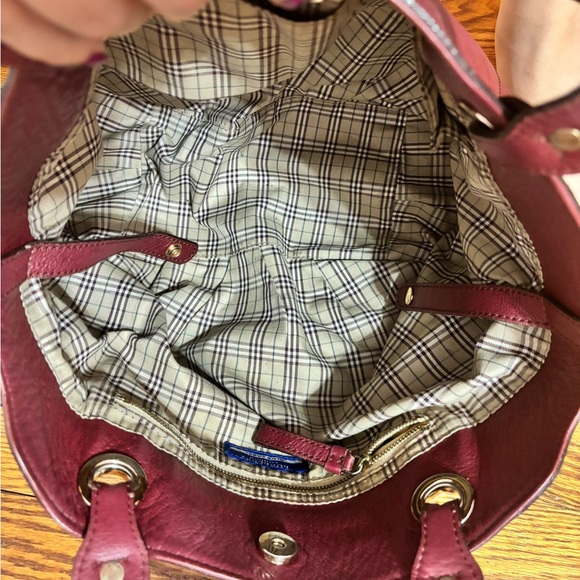 Burberry Blue Label Burgandy Soft Leather Tote Shoulder Bag - Picture 7 of 12